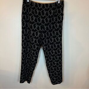 Talbots Petites Black Embroidered Design Stretch Cropped Capri Pants Size 14